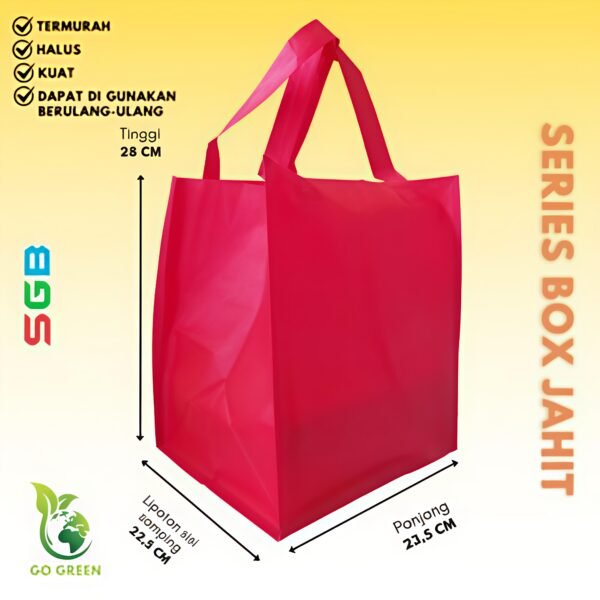 Goodie Bag model Box Jahit uk 23,5x28x22,5 / 25,5x28x24,5 harga PER LUSIN / Tas spunbond besek - Gambar 3