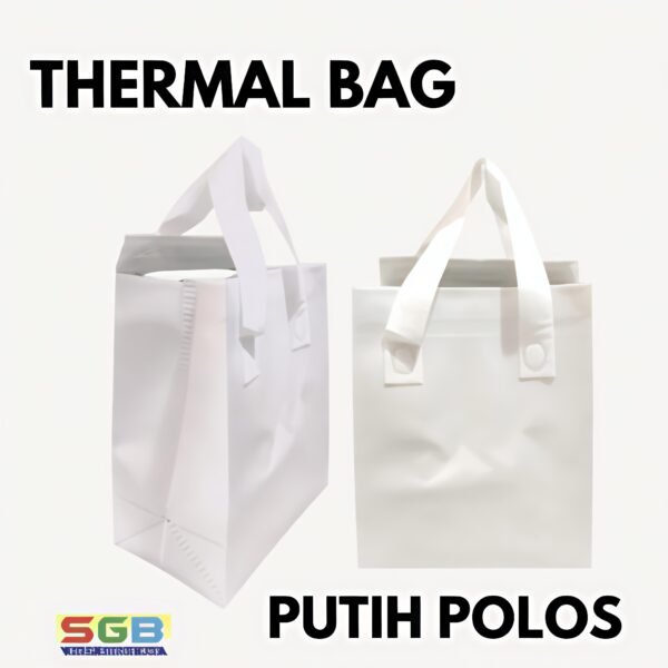 1 PCS - Thermal Bag Laminasi Putih Polos Model Handle Box / Tas Penahan Dingin / Tersedia Berbagai Ukuran