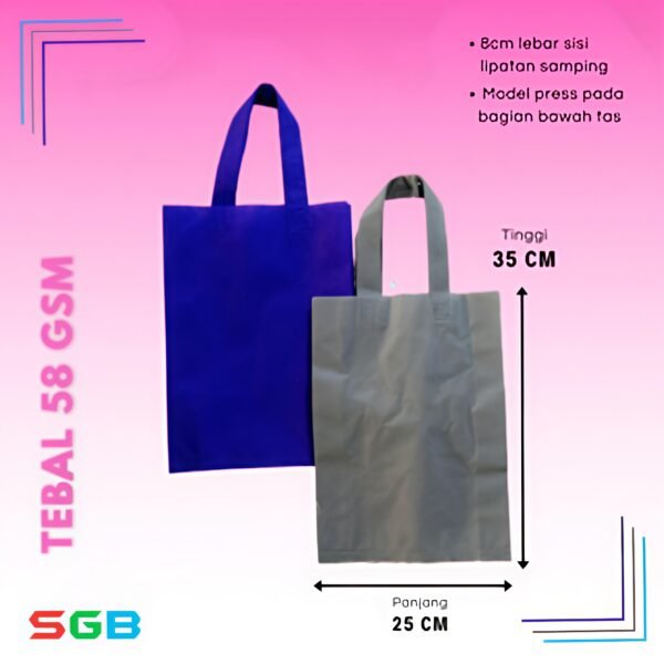 1 Lusin (12pcs) SUPER ECO 58GSM Spunbond tali Goodie Bag - Gambar 2