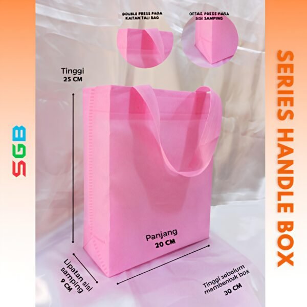 1 KODI  (ISI 20 pcs ) Goodie Bag Spunbond Handle Box UK 20X25X9 / Goodie Bag / Tas Kain Polos - Gambar 3