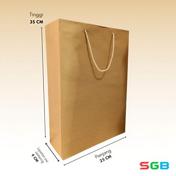 PAPER BAG Tas polos 21x8x24 & 25x9x35 harga PERLUSIN - Tas souvenir - brown craft - Gambar 4