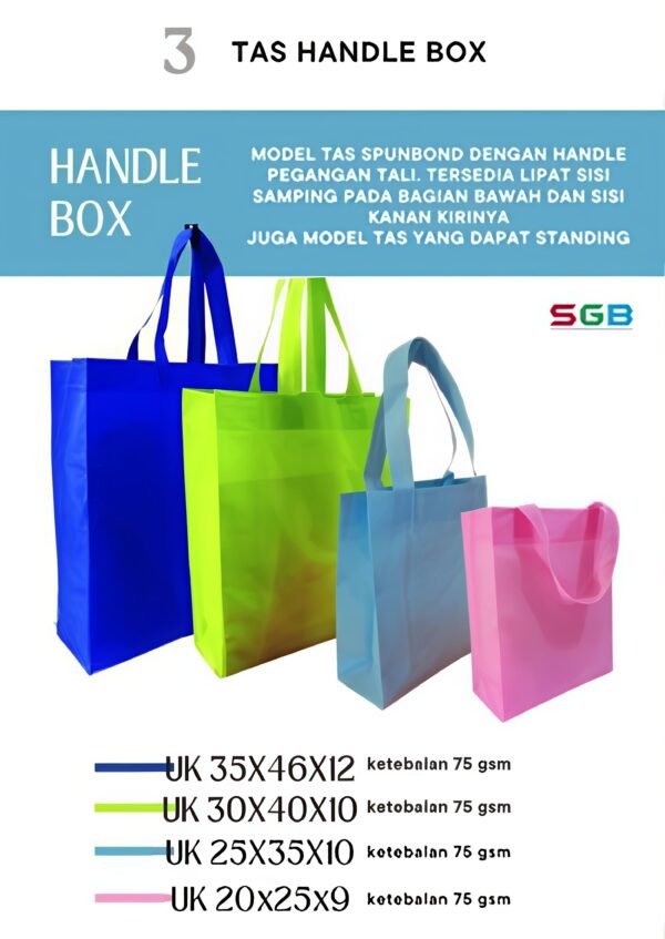 1 KODI  (ISI 20 pcs ) Goodie Bag Spunbond Handle Box UK 20X25X9 / Goodie Bag / Tas Kain Polos