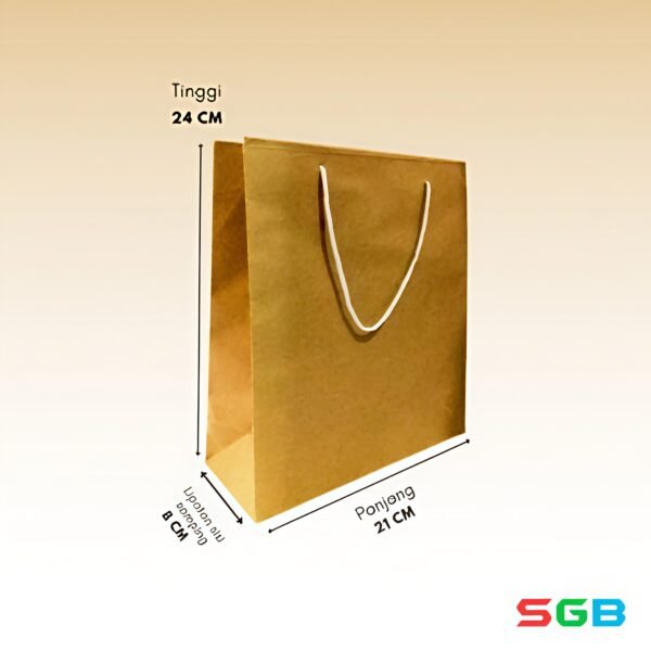 PAPER BAG Tas polos 21x8x24 & 25x9x35 harga PERLUSIN - Tas souvenir - brown craft - Gambar 3