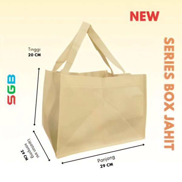 1 PCS - Tas Spunbond Box JAHIT NEW UK 23X20X23 dan 29X20X29 / Goodie Bag / Tas kain POLOS - Gambar 4