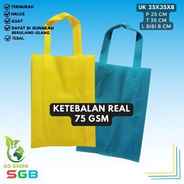 1 Lusin (12psc) Handle Tali 75GSM Goodie Bag Spunbond - Gambar 2