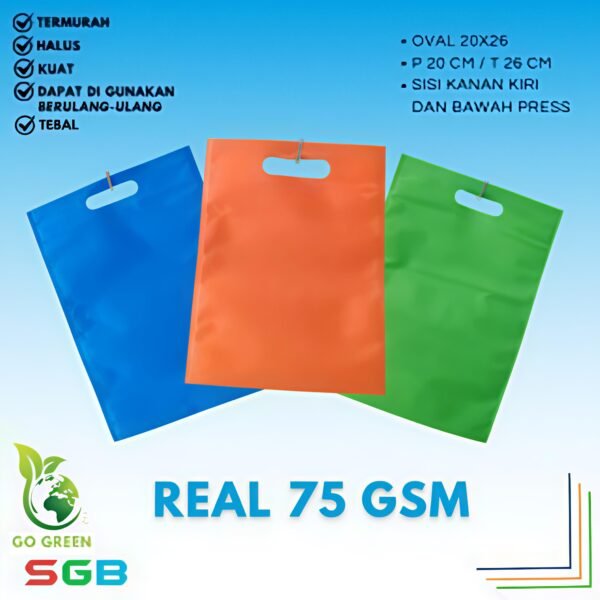 1 Kodi (20pcs) Oval 75GSM Goodie Bag Spunbond - Gambar 3