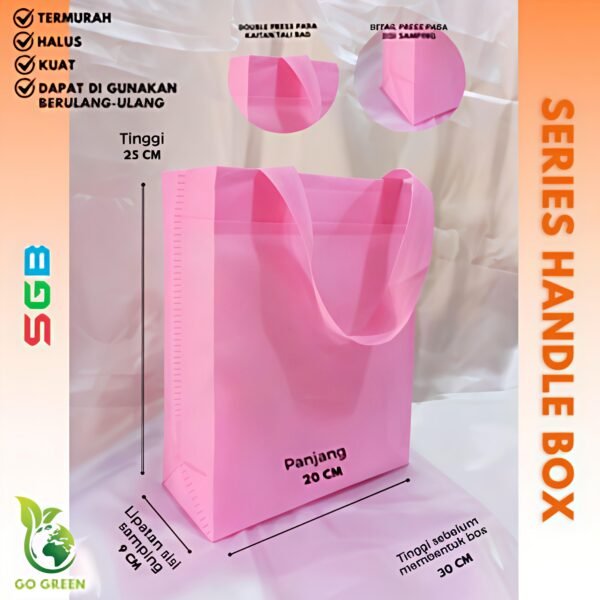 1 KODI  (ISI 20 pcs ) Goodie Bag Spunbond Handle Box UK 20X25X9 / Goodie Bag / Tas Kain Polos - Gambar 2