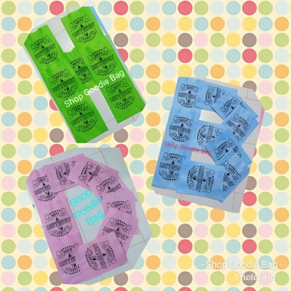 harga per LUSIN Goodie Bag HBD ( Ultah ) Tali uk 25x35x8 70gsm & 58gsm - Tas Kain Motif - Gambar 5