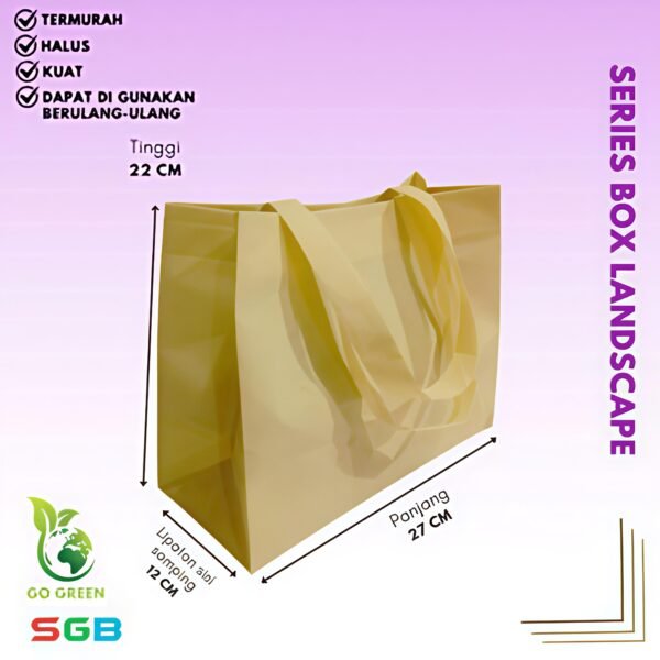1 Lusin (12PCS) Tas Spunbond Handle Box Model Landscape uk27x22x12 Goodie Bag / Tas kain POLOS - Gambar 2