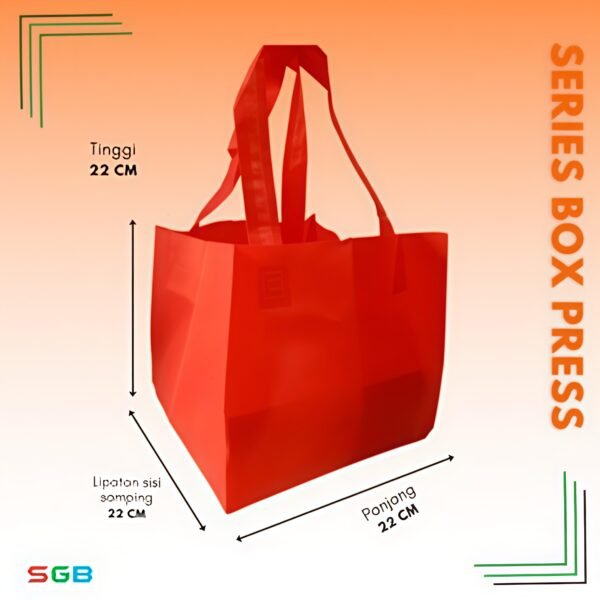 Tas Spunbond membentuk Box 22x22 (TLSbox) harga perLUSIN (12pc) - Goodie Bag - Tas besek - Gambar 2