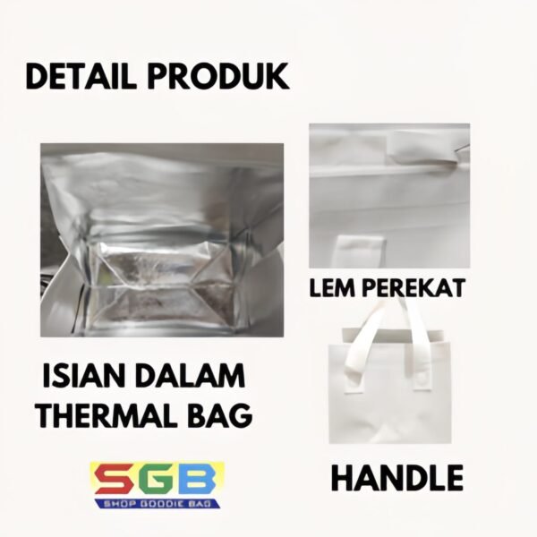 1 PCS - Thermal Bag Laminasi Putih Polos Model Handle Box / Tas Penahan Dingin / Tersedia Berbagai Ukuran - Gambar 4