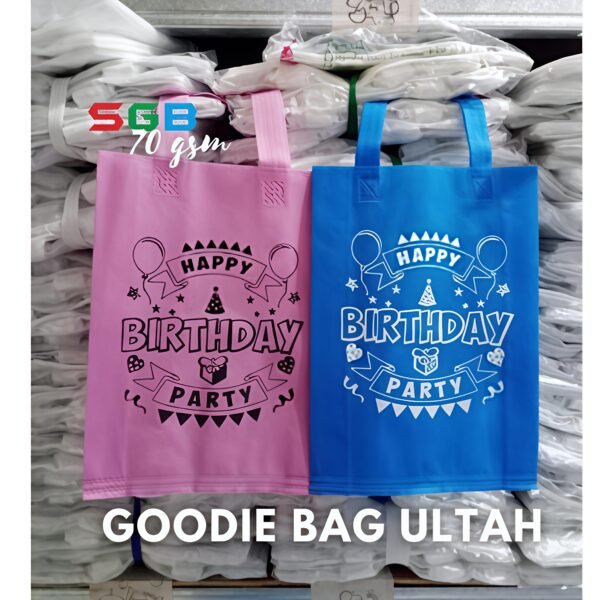 harga PER PCS Goodie Bag HBD ( Ultah ) Tali uk 25x35x8 70gsm  - Tas Kain Motif - Gambar 4