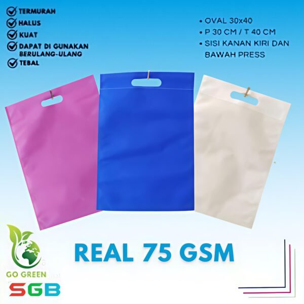 1 Kodi (20pcs) Oval 75GSM Goodie Bag Spunbond - Gambar 2