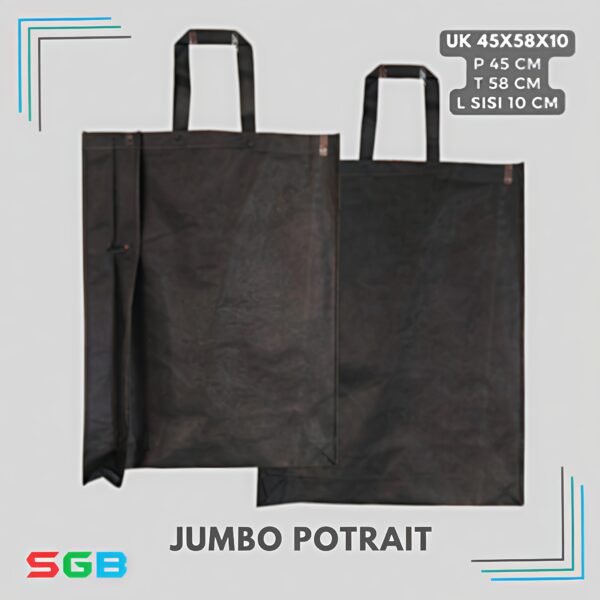1 PCS Tas Spunbond Handle Box Model POTRAIT JUMBO uk 45X58X10 / Goodie Bag 75 gsm / Tas kain POLOS - Gambar 4