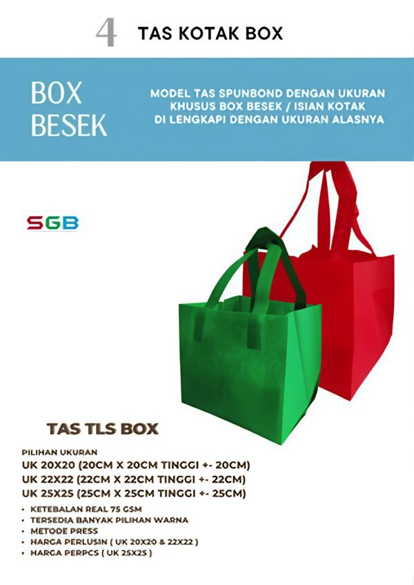 harga PER PCS Tas Spunbond ucapan TERIMA KASIH model box / Tas kain Motif - Gambar 2