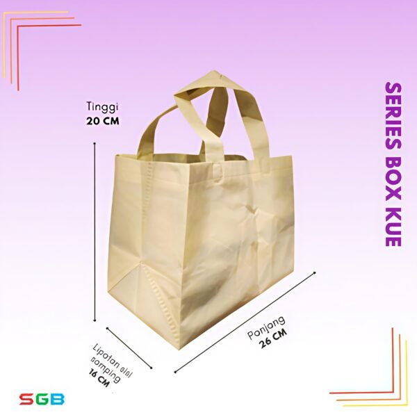 1 LUSIN (12pcs)  Tas Spunbond Handle BOX DUS KUE / Goodie Bag / Tas kain POLOS - Gambar 2
