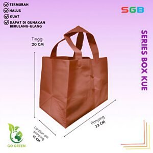 1 LUSIN (12pcs)  Tas Spunbond Handle BOX DUS KUE / Goodie Bag / Tas kain POLOS
